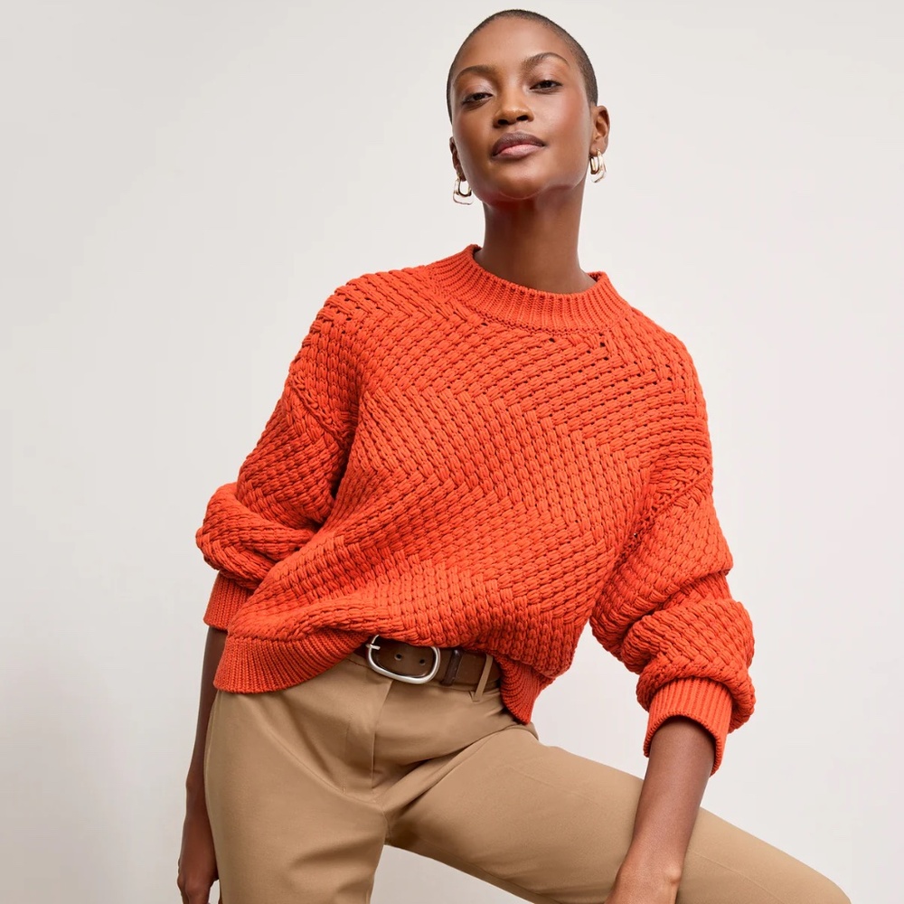 M.M. Lafleur Kiki Textured Chunky Knit Sweater in Valencia Size Medium